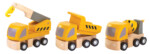 PlanToys Highway Maintenance – Wooden Vehicle Set with Cement Mixer, Mobile Crane and Dumper Truck for Kids