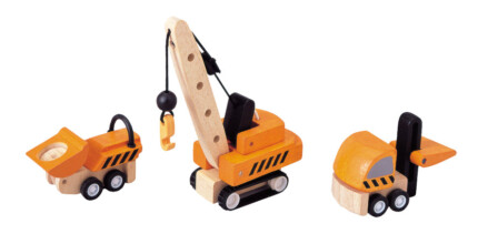 PlanToys Construction Vehicle – Wooden Vehicle Set, Rubberwood, Compatible with Road and Rail Sets, Ages 3+ - view 2