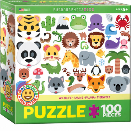 EuroGraphics Emojipuzzle Wild Animals 100-Piece Jigsaw Puzzle – Animal Emoji Puzzle for Kids, 13 x 19 Inches, Ages 5+