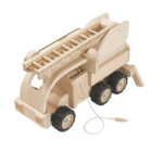 PlanToys Fire Truck – Wooden Toy Vehicle with Rotating Extendable Ladder, Fire Hose and Fire Extinguisher for Kids - view 2