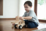 PlanToys Forklift – Wooden Toy Vehicle with Steering Knob, Sound-Making Lift and Wooden Cubes for Kids - view 5