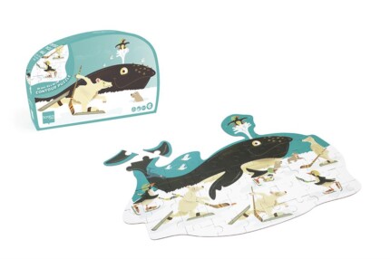 Scratch Europe Whale Contour Puzzle – 60 Piece Shaped Jigsaw Puzzle with Whale and Ice Hockey Friends, Ages 4+