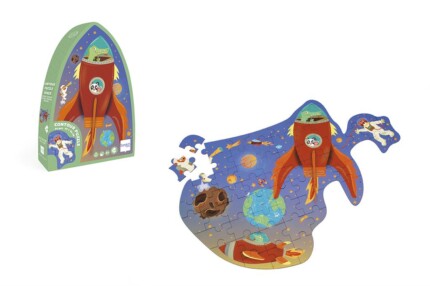 Scratch Europe Space Contour Puzzle – 60 Piece Shaped Jigsaw Puzzle with Spacefaring Group, Ages 4+