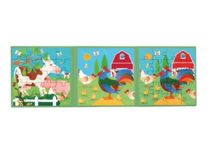 Scratch Europe Magnetic Puzzle Book to Go – Farm, Fold-Out Travel Book with 2 Puzzles of 20 Pieces Each, Ages 3+