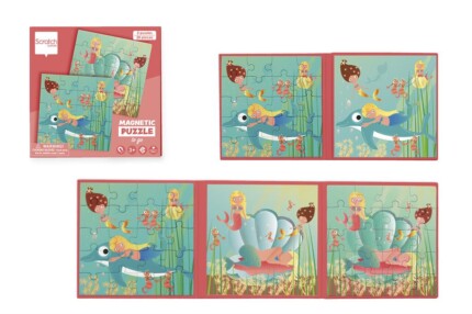 Scratch Europe Mermaids Magnetic Puzzle Book To Go – Fold-Out Travel Puzzle with 2 Puzzles of 20 Pieces, Ages 3+