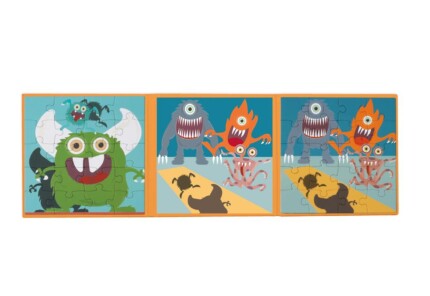Scratch Europe Magnetic Puzzle Book to Go – Monster, Fold-Out Travel Book with 2 Puzzles of 20 Pieces Each, Ages 3+