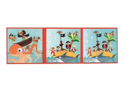 Scratch Europe Magnetic Puzzle Book to Go – Pirates, Fold-Out Travel Book with 2 Puzzles of 20 Pieces Each, Ages 3+