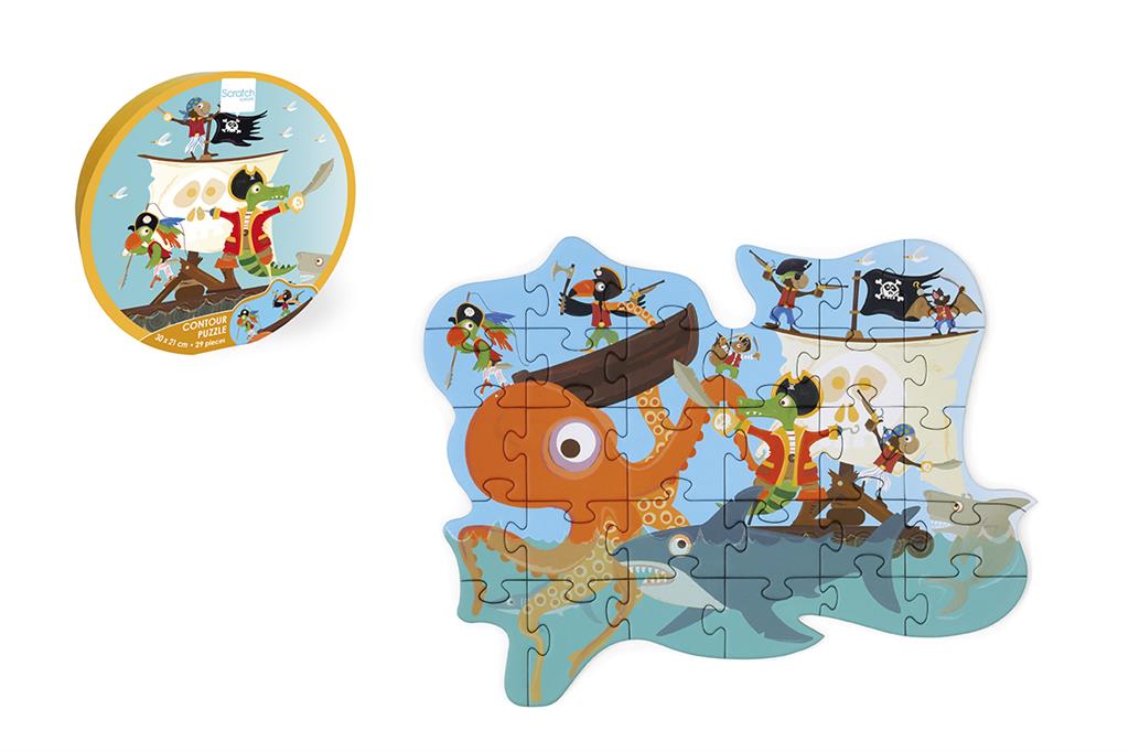 6181191.jpg Scratch Europe Pirates Contour Puzzle 29 Pcs – Jigsaw Puzzle, FSC Cardboard, Soy-Based Ink, Ages 3+