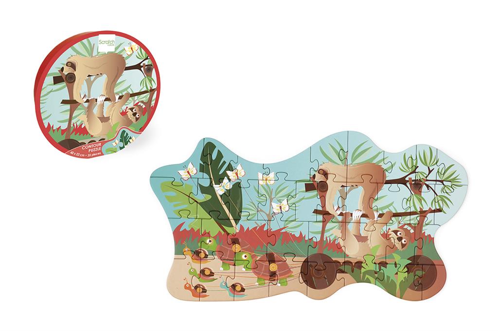 6181193.jpg Scratch Europe Sloth Contour Puzzle 35 Pcs – Jigsaw Puzzle, FSC Cardboard, Soy-Based Ink