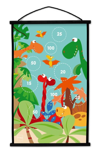Scratch Europe Start to Dart Dino World – Indoor and Outdoor Darts Game with 6 Darts and Plastic Canvas for Kids