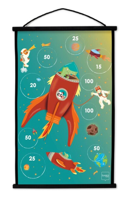 Scratch Europe Start to Dart Space – Indoor and Outdoor Darts Game with 6 Darts and Plastic Canvas for Kids