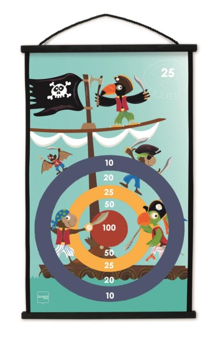 Scratch Europe Start to Dart Pirate – Indoor and Outdoor Darts Game with 6 Darts and Plastic Canvas for Kids