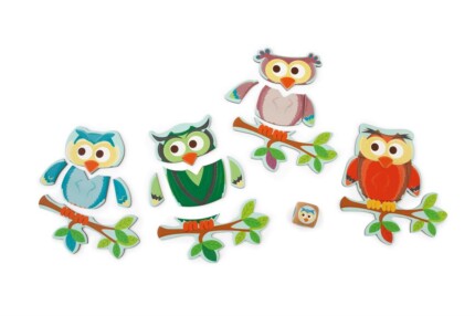 Scratch Europe Owl Puzzling Game in Contour Box – 4 Colored Owl Puzzles with Die for Kids, Ages 3+