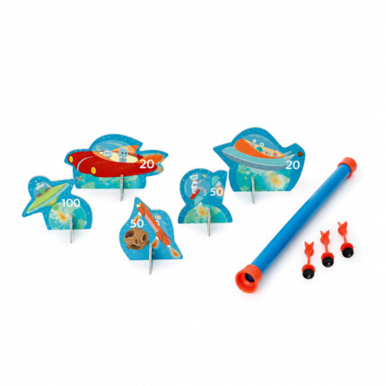 Scratch Europe Blowdart Space – Blowdart Target Game with 5 Robots and 3 Darts for Kids, Ages 5+ - view 2