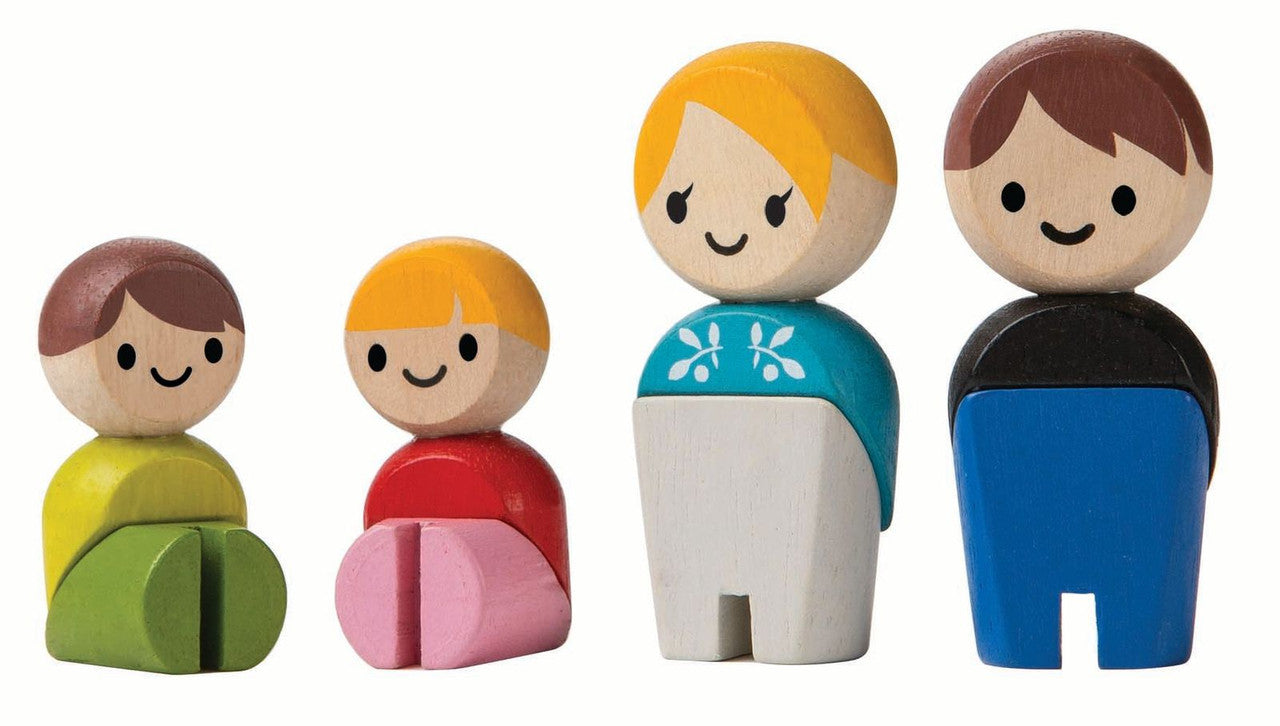6264.jpg PlanToys Family II – European Family Wooden Doll Set with Poseable Figures for Kids, Ages 3+