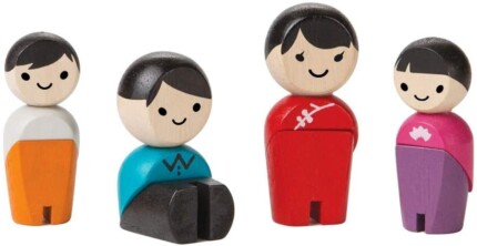 PlanToys Family III – Asian Family Wooden Doll Set with Poseable Figures for Kids, Ages 3+ - view 2