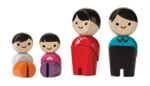PlanToys Family III – Asian Family Wooden Doll Set with Poseable Figures for Kids, Ages 3+