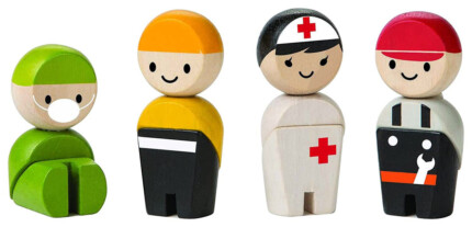 PlanToys Rescue Crew – Wooden Figure Set, Rubberwood Rescue Team Play Set for Kids, Ages 3+ - view 2