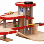 PlanToys Parking Garage – 3 Floor Wooden Play Set with Elevator Tower, Helipad and Charging Station, Ages 3+ - view 3