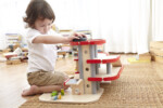 PlanToys Parking Garage – 3 Floor Wooden Play Set with Elevator Tower, Helipad and Charging Station, Ages 3+ - view 5