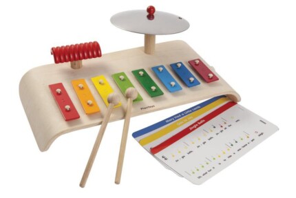 PlanToys Musical Set – 3 Piece Wooden Instrument Set with Xylophone, Cymbal and Guiro, Ages 3+ - view 2