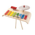 PlanToys Musical Set – 3 Piece Wooden Instrument Set with Xylophone, Cymbal and Guiro, Ages 3+