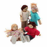 PlanToys Modern Doll Family – Solid Wood Doll Set with Bendable Wire Arms and Legs, Compatible with PlanToys Dollhouses, Ages