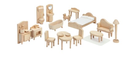 PlanToys Victorian Furniture Set – Wooden Victorian-Style Dollhouse Furniture Compatible with PlanToys Dollhouses
