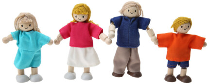 PlanToys Doll Family – Wooden Dollhouse Dolls, Solid Wood with Poseable Wire Limbs, Ages 3+ - view 2