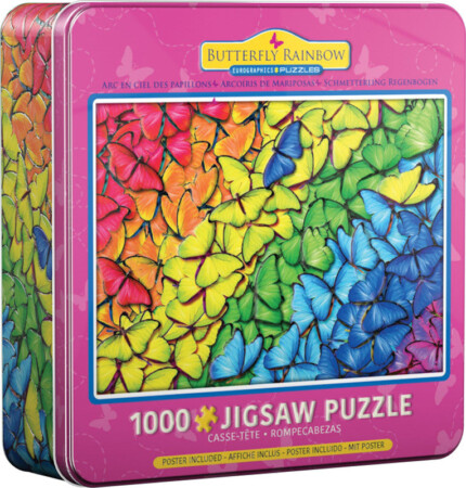 EuroGraphics Butterfly 1000-Piece Jigsaw Puzzle in Collectible Tin – Colourful Butterflies, 26.5 x 19.25 Inches - view 2