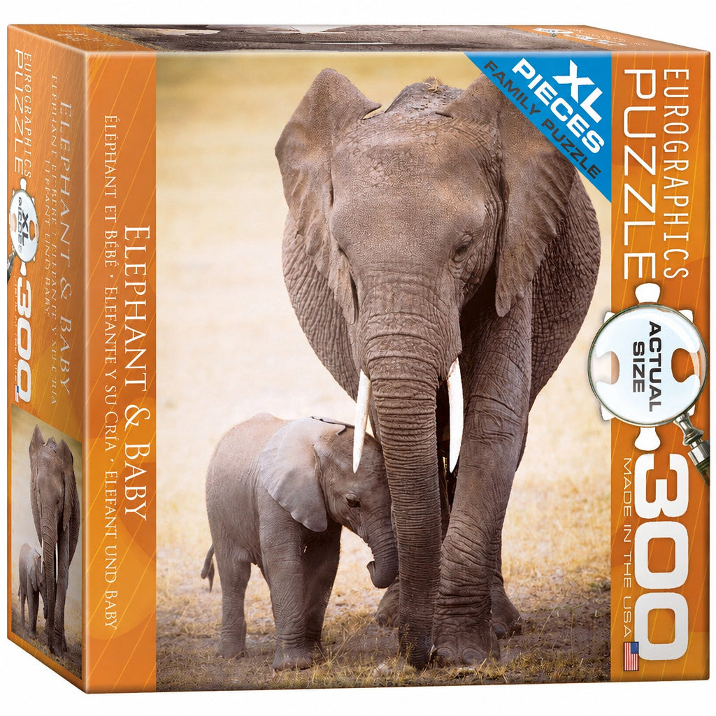 8300-0270-ISO.jpg EuroGraphics Elephant and Baby – 300-Piece Jigsaw Puzzle, Recycled Board