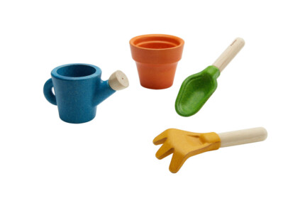 PlanToys Gardening Set – 4 Piece Wooden Pretend Play Garden Tool Set, Rubberwood, Ages 2+
