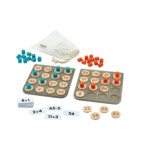 PlanToys Math Bingo – Wooden Educational Bingo Game, Solve Equations to Find Called Numbers, for Kids