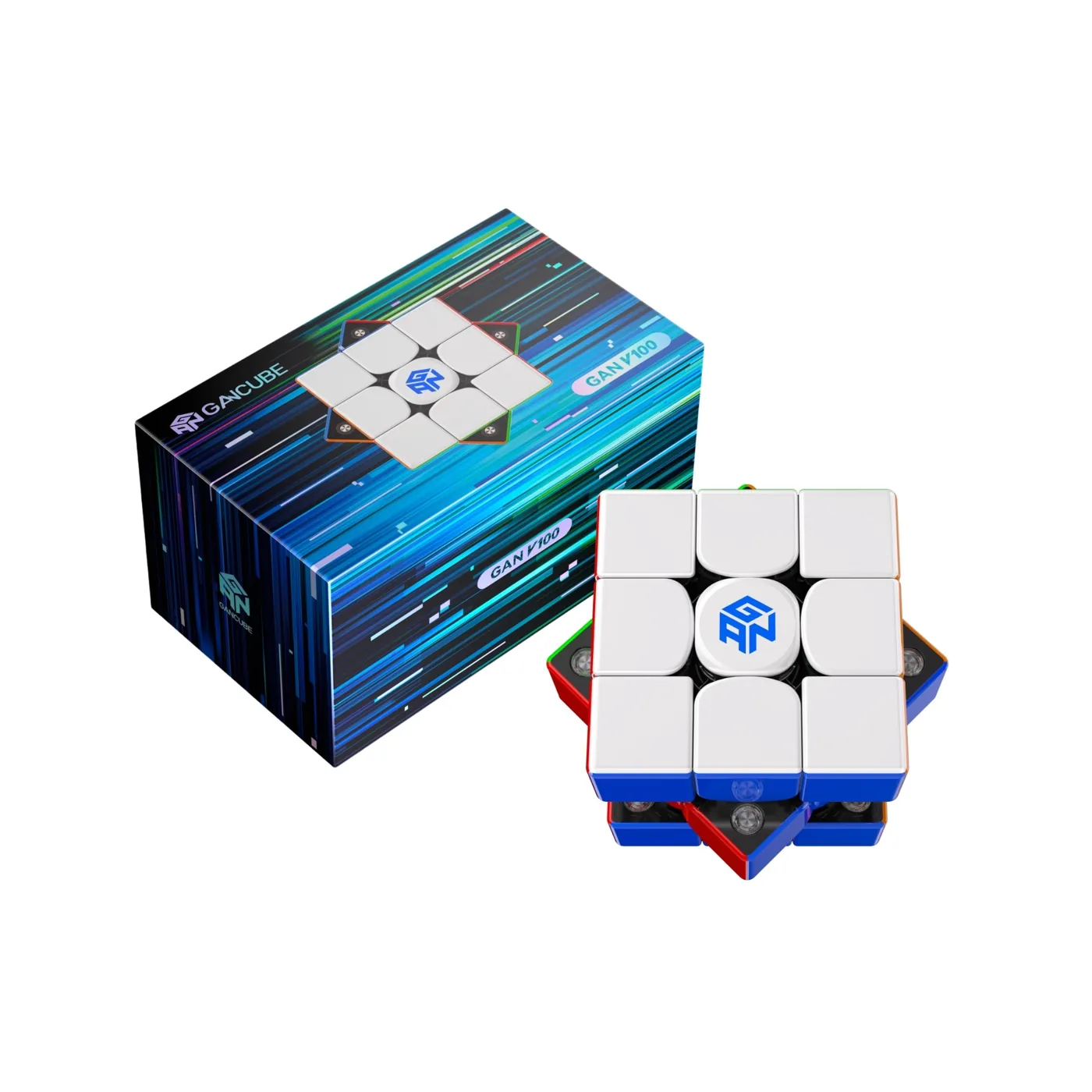 94-74137-1 GAN V100 MagLev UV 3x3 Magnetic Speedcube - 76 Magnets with 72 Adjustable Handfeels - GAN