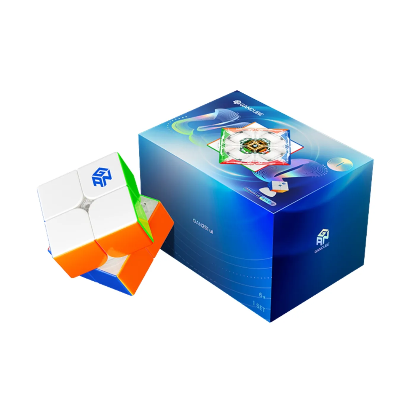 94-74142-1 GAN 251 UI Smart Magnetic 2x2 Speedcube - Wireless App-Connected Cube with UV Finish - GAN
