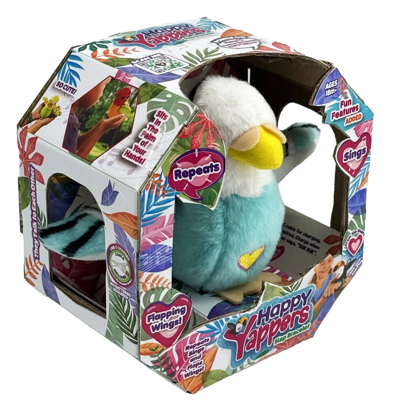 9404_4.webp Happy Yappers Parrot Turquoise – Chatting Plush Bird That Sings and Flaps Its Wings, for Toddlers, Ages 18 Months+ - view 15