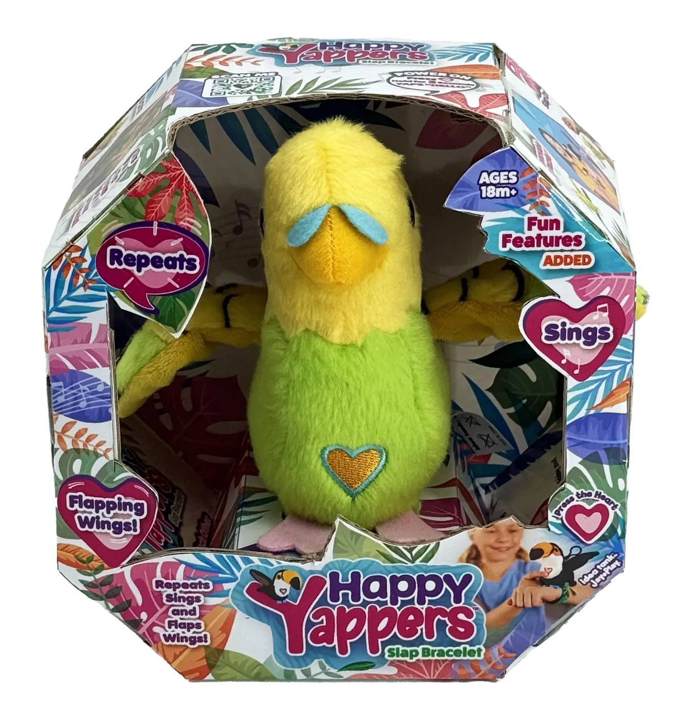 9405_3.webp Happy Yappers Parakeet Green – Chatting Plush Bird That Sings and Flaps Its Wings, for Toddlers, Ages 18 Months+ - view 14