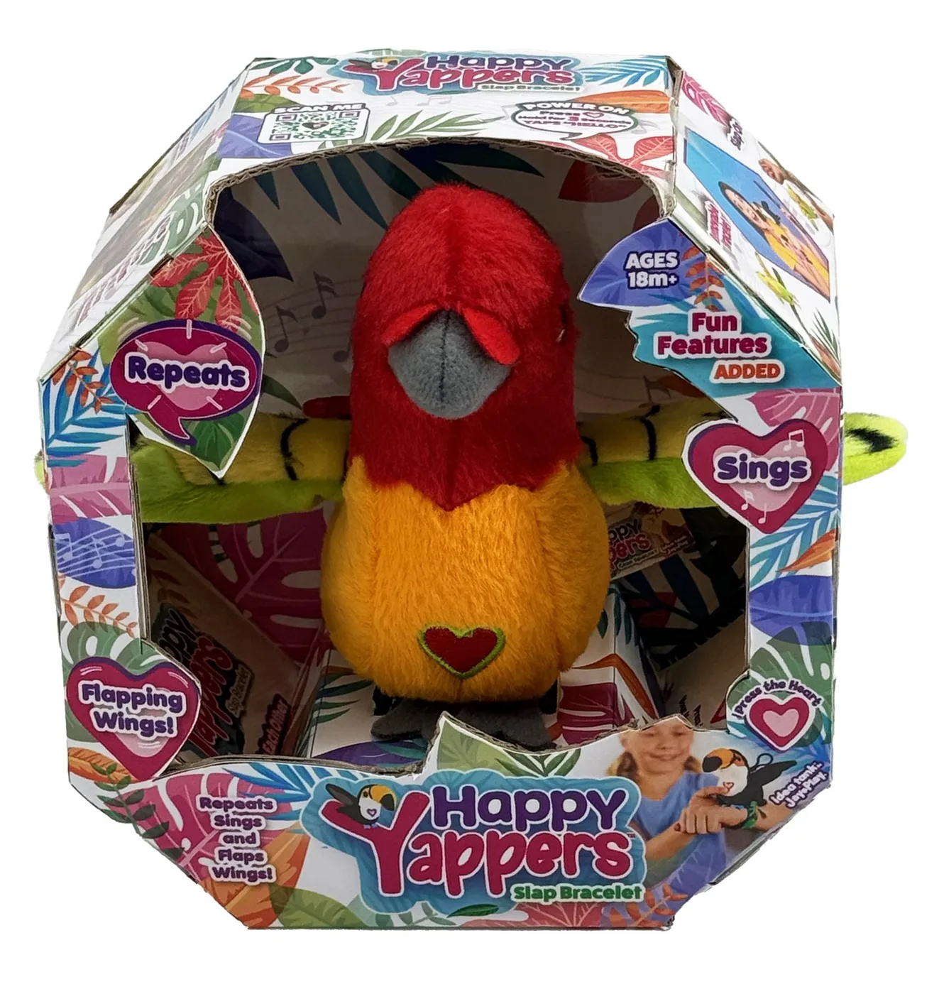 9406_3.webp Happy Yappers Parakeet Orange – Chatting Plush Bird That Sings and Flaps Its Wings, for Toddlers, Ages 18 Months+ - view 14