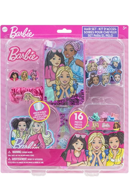 Townley Girl Barbie Hair Accessory Set with Hair Ties, Clips, Scrunchie, Brush and Mirror for Girls, Ages 3+ - view 2