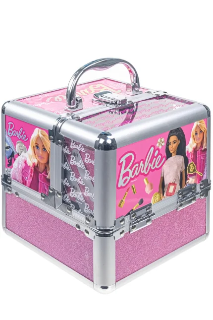 Townley Girl Barbie Cosmetic Mega Set with 4-Tier Luxe Train Case – Eyeshadow, Blush, Lip Gloss, Hair Chalk, Ages 8+