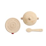 PlanToys Cookery Set – Wooden Pretend Play Kitchen Toy with Pot, Ladle and Stove for Kids, Ages 2+ - view 4