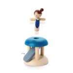 PlanToys Jumping Gymnast – Press-the-Base Spring-Up Gymnast Toy for Babies, Ages 1+