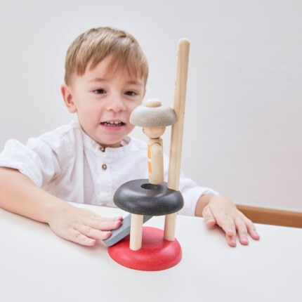 PlanToys Jumping Acrobat – Wooden Press-to-Jump Acrobat Toy for Cause and Effect Play for Toddlers - view 2