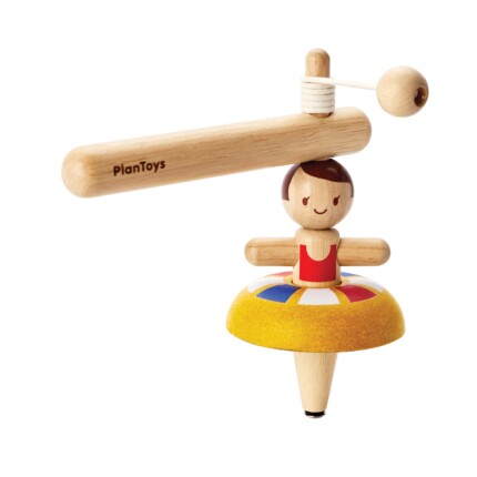 PlanToys Ballet Spinning Top – Pull String Ballerina Spinning Toy for Kids