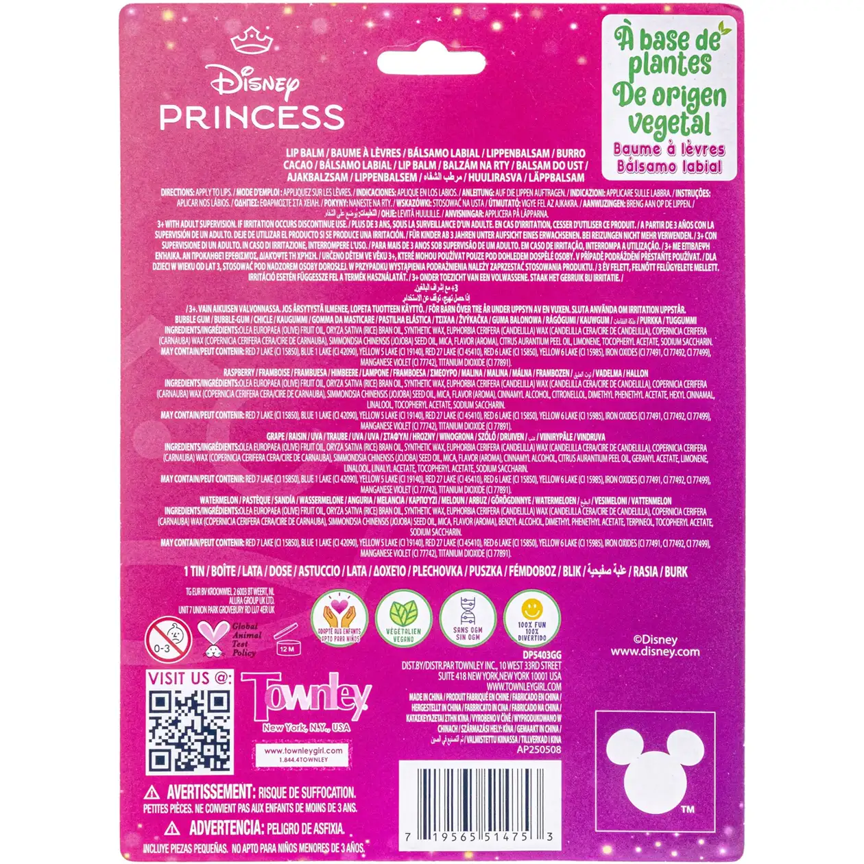 DP5403GG_5.webp Townley Girl Disney Princess 4-Pack Swirl Lip Balm Set with Shaped Tin for Girls, Ages 3+ - view 16