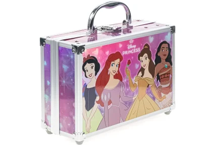 Townley Girl Disney Princess Train Case Cosmetic Set – Nail, Lip and Eye Beauty Playset for Girls, Ages 13+