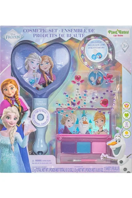 Townley Girl Frozen Lip Balm Set with Light-Up Mirror, Bracelet and Gemstone Body Stickers for Girls, Ages 3+
