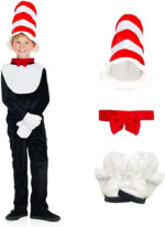 Fun Shack Mr Tom Costume for Boys – Black Jumpsuit with Striped Hat, Bow Tie and Gloves, Ages 6-8 Years