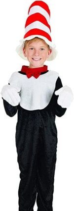 Fun Shack Mr Tom Costume for Boys – Black Jumpsuit with Striped Hat, Bow Tie and Gloves, Ages 6-8 Years - view 2
