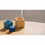 PlanToys Nesting Boxes – Two-Tone Nesting Blocks with Natural Wood Block for Toddlers, Blue and Beige - view 3